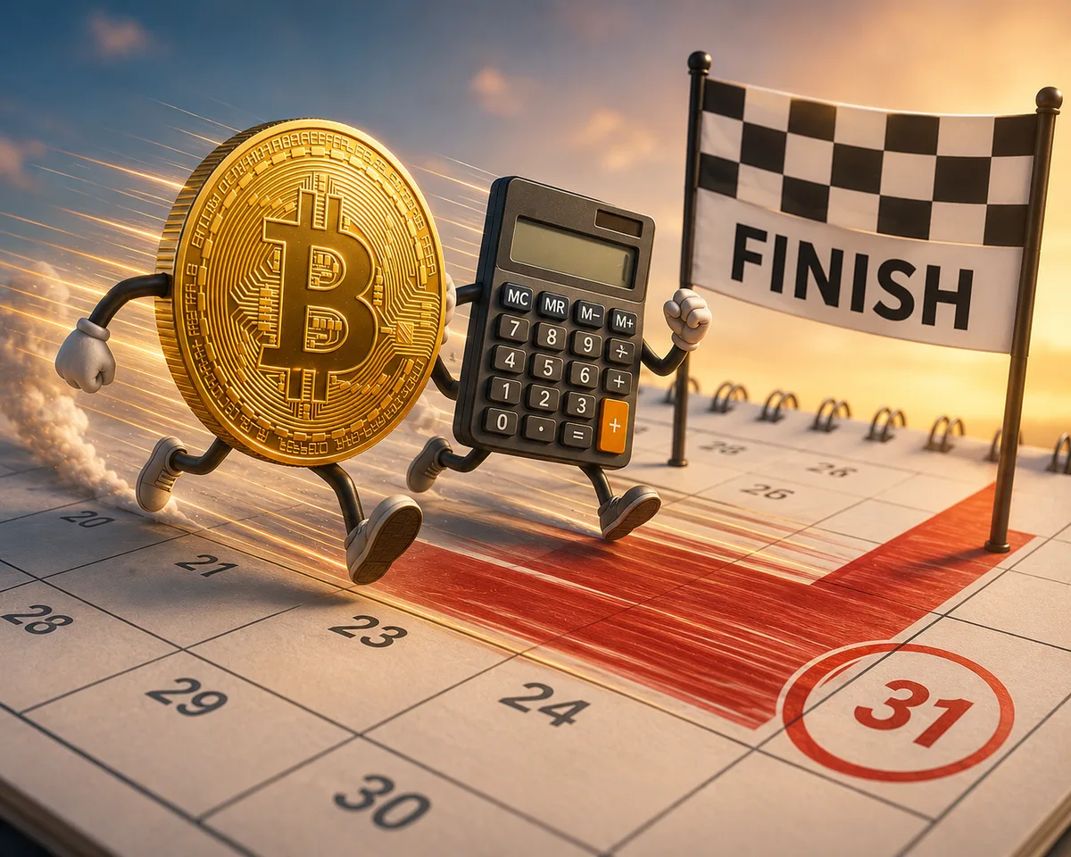 Illustration of an EOFY tax return with crypto coins and an Australian flag