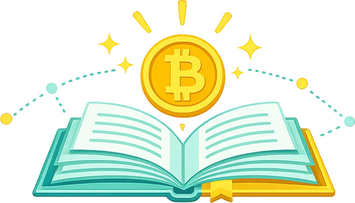 Illustration of an open book with a coin rising from the pages