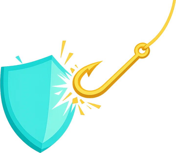 Illustration of a shield deflecting a fishing hook